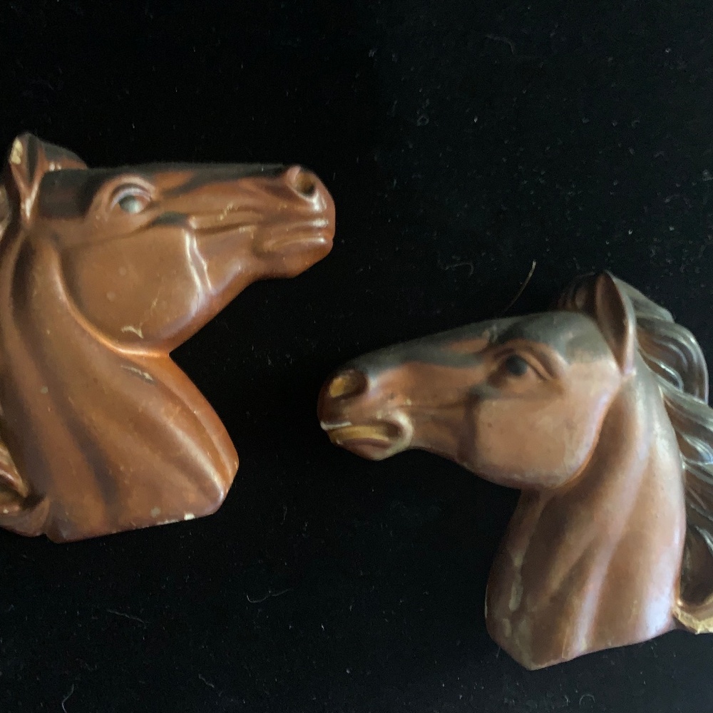 Vintage Chalkware Horse Heads